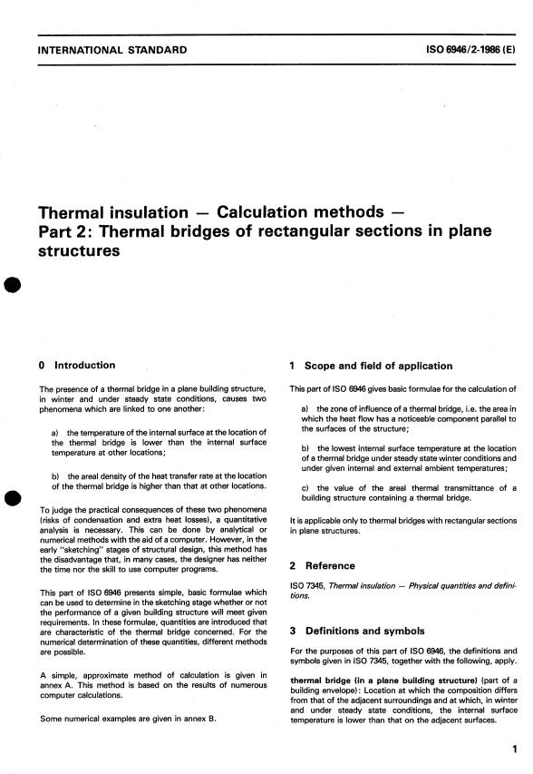 ISO 6946-2:1986 - Thermal insulation -- Calculation methods