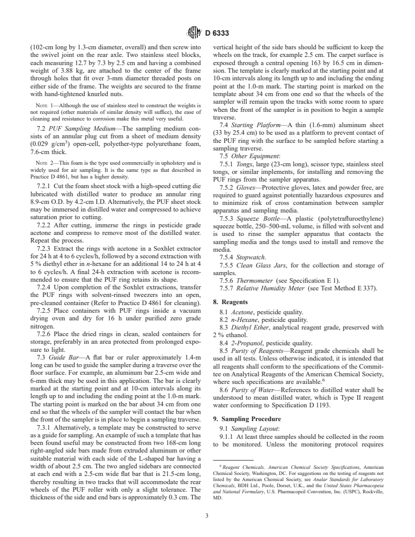 ASTM D6333-98 - Standard Practice for Collection of Dislodgeable Pesticide Residues from Floors