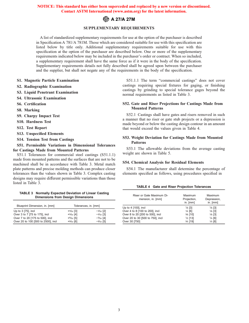 ASTM A27/A27M-95(2000) - Standard Specification for Steel Castings, Carbon, for General Application