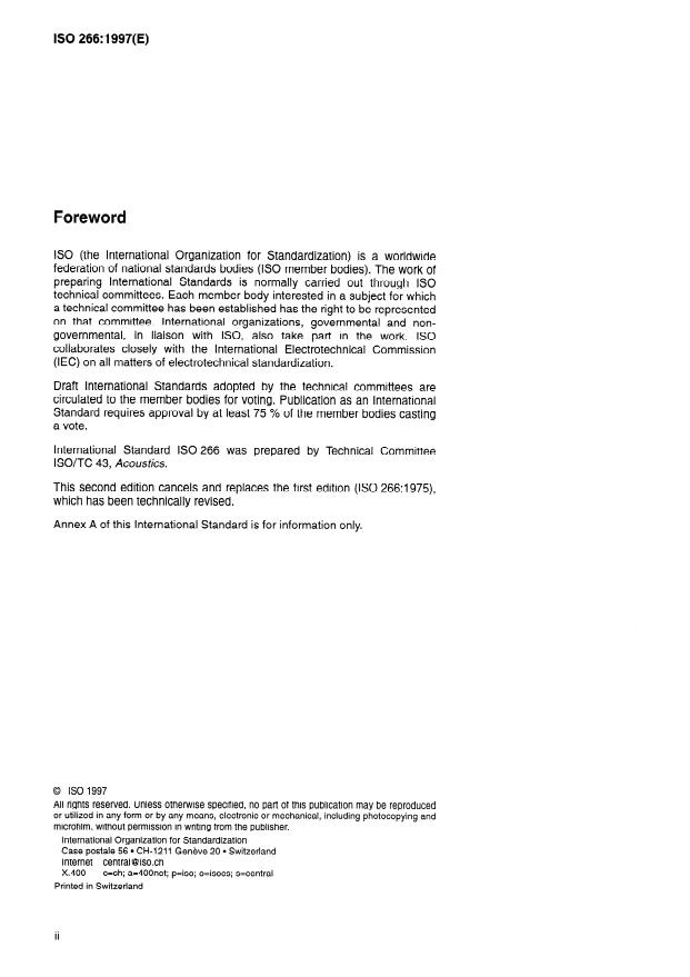 ISO 266:1997 ISO 266:1997 - Acoustics -- Preferred frequencies - Page 2 preview