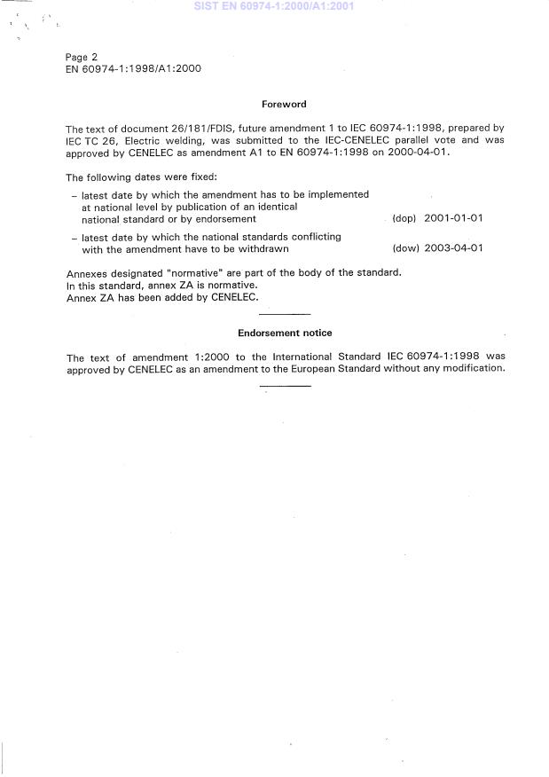 EN 60974-1:1998/A1:2000 EN 60974-1:2000/A1:2001 - Page 4 preview