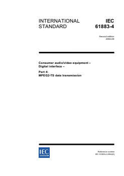 IEC 61883-4:2004 - Consumer audio/video equipment - Digital interface - Part 4: MPEG2-TS data transmission
Released:8/27/2004
Isbn:2831876346 - Page 1 preview