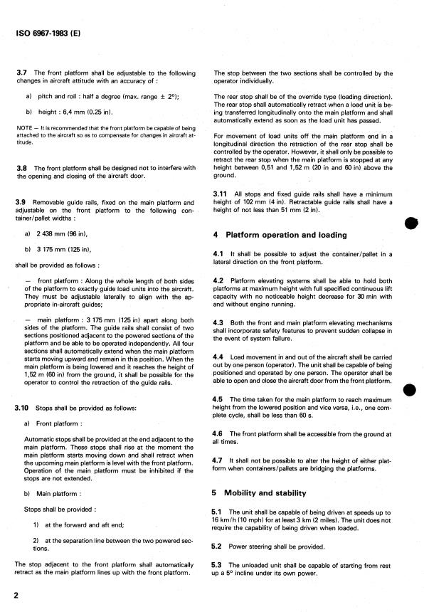 ISO 6967:1983 ISO 6967:1983 - Aircraft -- Wide body aircraft main deck container/pallet loader -- Functional requirements - Page 4 preview
