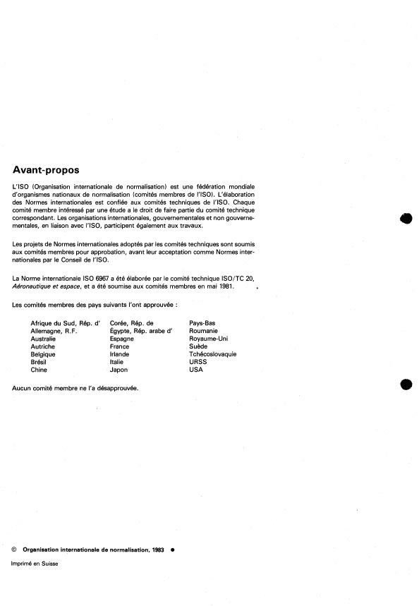 ISO 6967:1983 ISO 6967:1983 - Aéronefs -- Chargeur de conteneurs et palettes au pont principal d'aéronefs gros porteurs -- Caractéristiques fonctionnelles - Page 2 preview