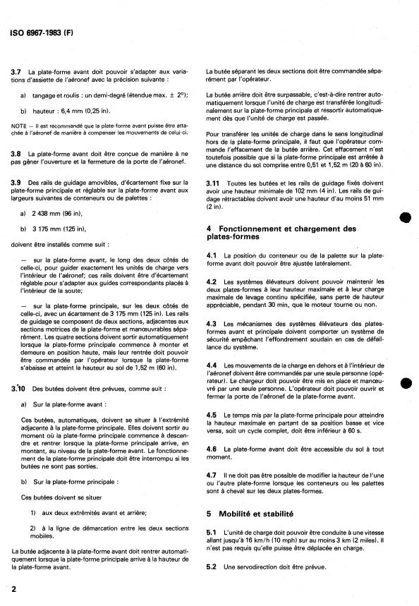 ISO 6967:1983 ISO 6967:1983 - Aéronefs -- Chargeur de conteneurs et palettes au pont principal d'aéronefs gros porteurs -- Caractéristiques fonctionnelles - Page 4 preview