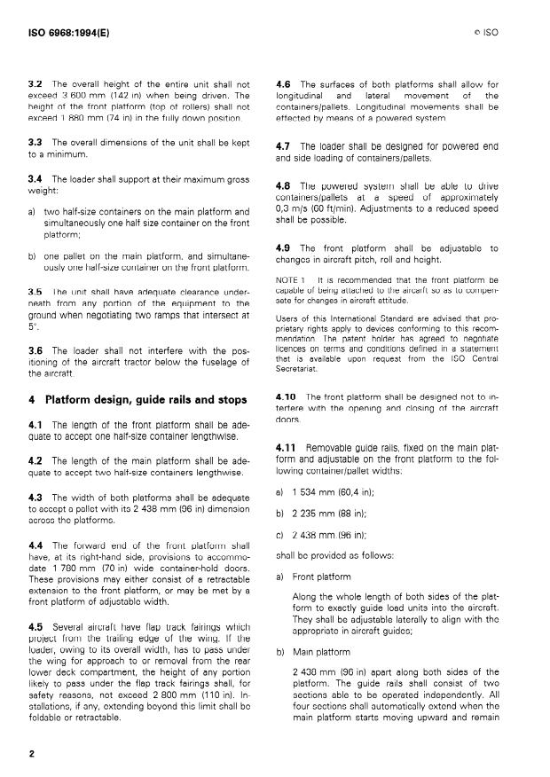 ISO 6968:1994 ISO 6968:1994 - Aircraft -- Wide body aircraft lower deck container/pallet loader -- Functional requirements - Page 4 preview