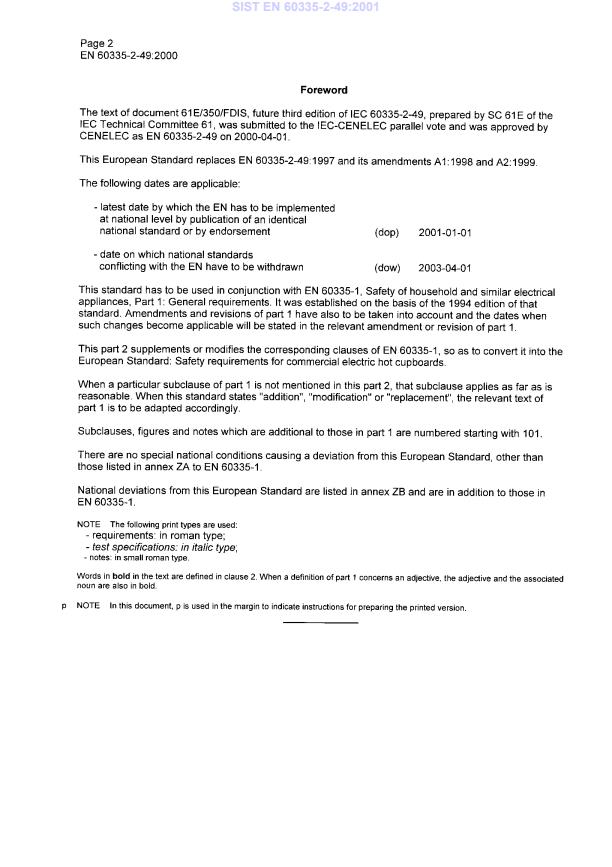 EN 60335-2-49:2000 EN 60335-2-49:2001 - Page 4 preview