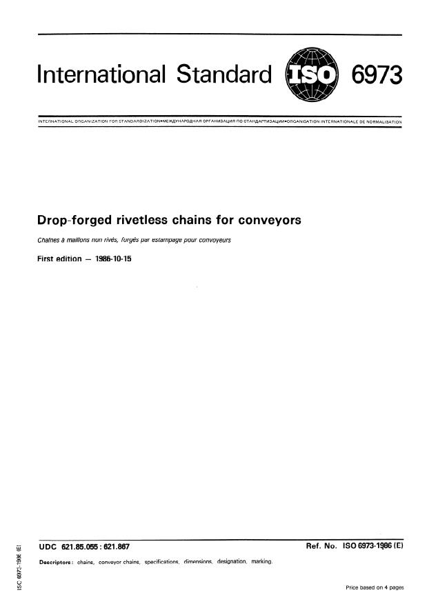ISO 6973:1986 - Drop-forged rivetless chains for conveyors