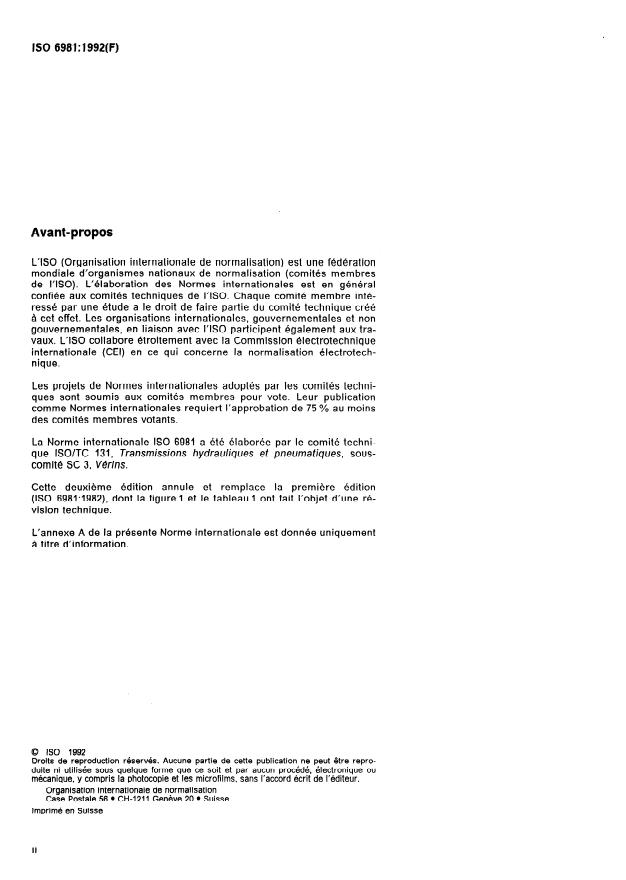 ISO 6981:1992 ISO 6981:1992 - Transmissions hydrauliques -- Vérins -- Tenons simples d'extrémité de tige de piston -- Dimensions d'interchangeabilité - Page 2 preview