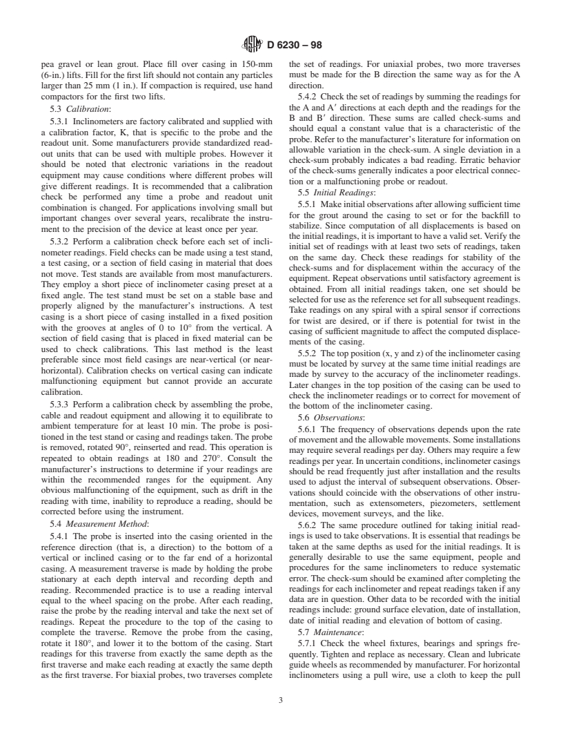 ASTM D6230-98 - Standard Test Method for Monitoring Ground Movement Using Probe-Type Inclinometers