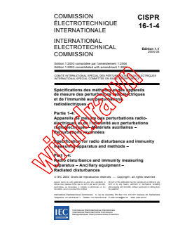 CISPR 16-1-4:2003+AMD1:2004 CSV - Specification for radio disturbance and immunity measuring apparatus and methods - Part 1-4: Radio disturbance and immunity measuring apparatus - Ancillary equipment - Radiated disturbances
Released:5/6/2004
Isbn:2831874688 - Page 3 preview