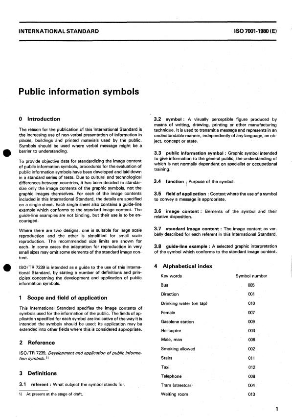 ISO 7001:1980 - Public information symbols