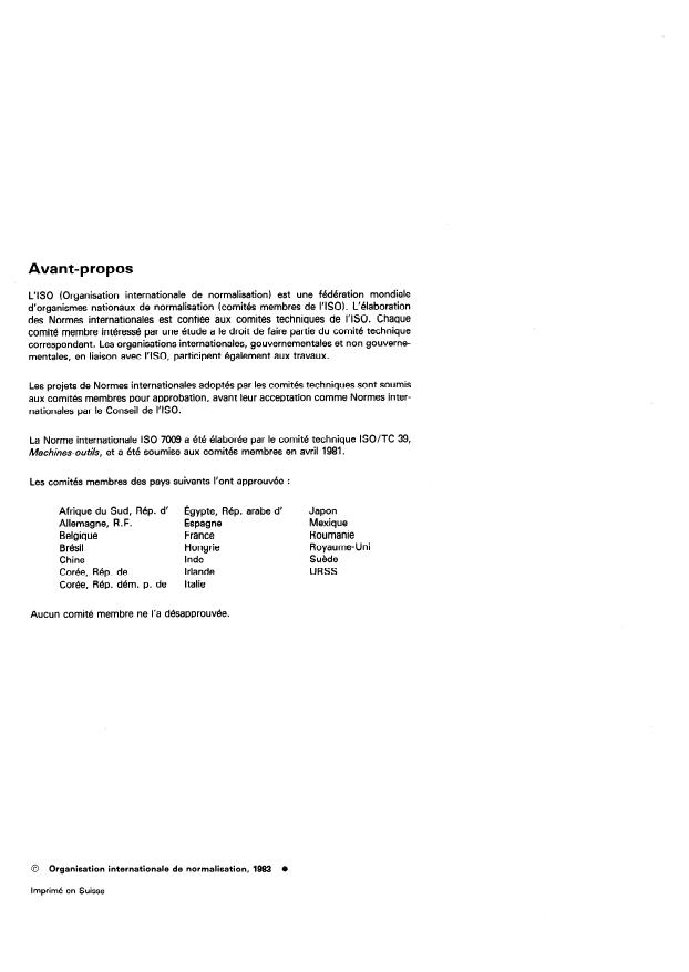 ISO 7009:1983 ISO 7009:1983 - Machines a bois -- Toupies monobroches travaillant sur une face -- Nomenclature et conditions de réception - Page 2 preview