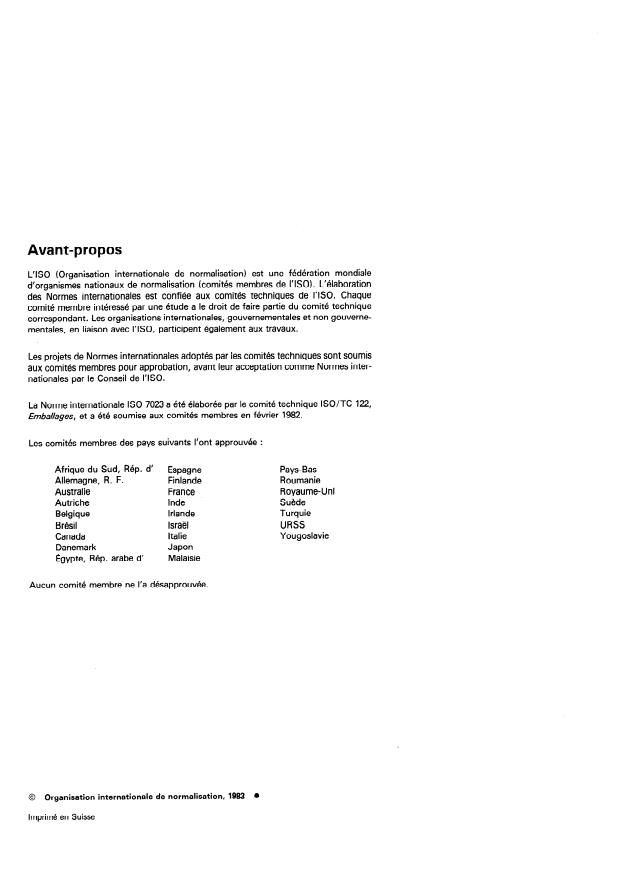 ISO 7023:1983 ISO 7023:1983 - Emballages — Sacs — Méthode d'échantillonnage de sacs vides pour essais
Released:2/1/1983 - Page 2 preview