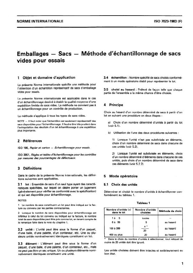 ISO 7023:1983 ISO 7023:1983 - Emballages — Sacs — Méthode d'échantillonnage de sacs vides pour essais
Released:2/1/1983 - Page 3 preview