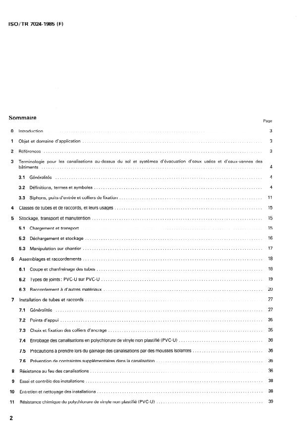 ISO/TR 7024:1985 ISO/TR 7024:1985 - Évacuation au-dessus du sol -- Techniques et mise en oeuvre recommandées pour l'installation des canalisations d'évacuation en polychlorure de vinyle non plastifié (PVC-U) dans les systemes placés au-dessus du sol a l'intérieur des bâtiments - Page 2 preview