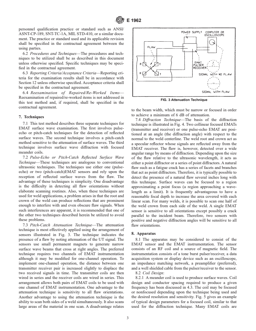 ASTM E1962-98 - Standard Test Method for Ultrasonic Surface Examinations Using Electromagnetic Acoustic Transducer (EMAT) Techniques