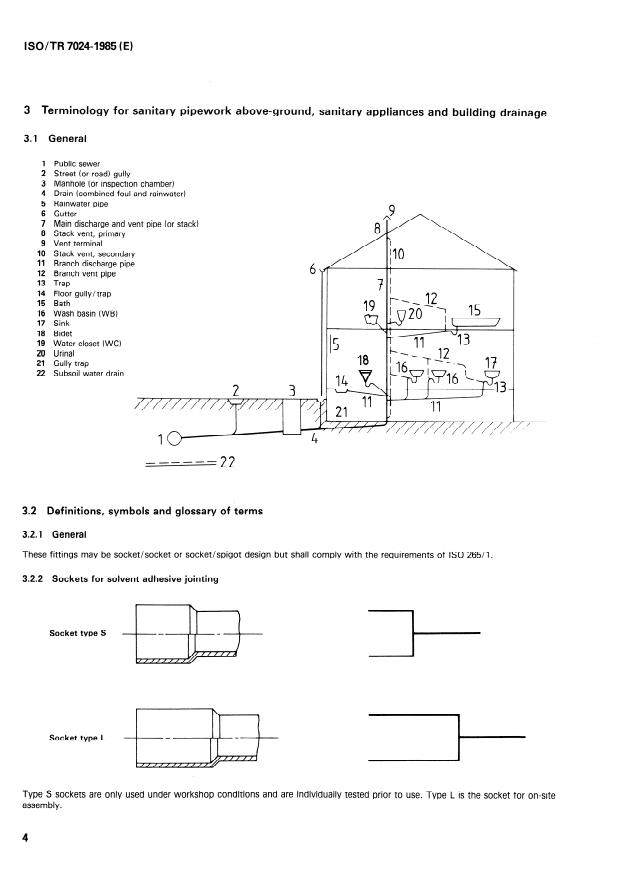 ISO/TR 7024:1985 ISO/TR 7024:1985 - Above-ground drainage -- Recommended practice and techniques for the installation of unplasticized polyvinyl chloride (PVC-U) sanitary pipework for above-ground systems inside buildings - Page 4 preview
