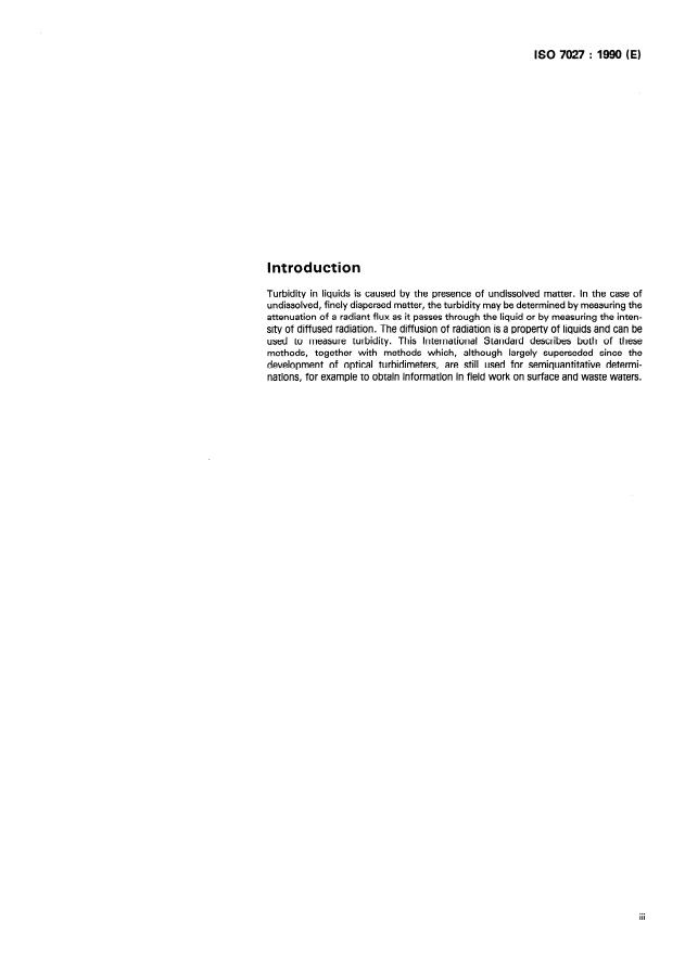 ISO 7027:1990 - Water quality -- Determination of turbidity