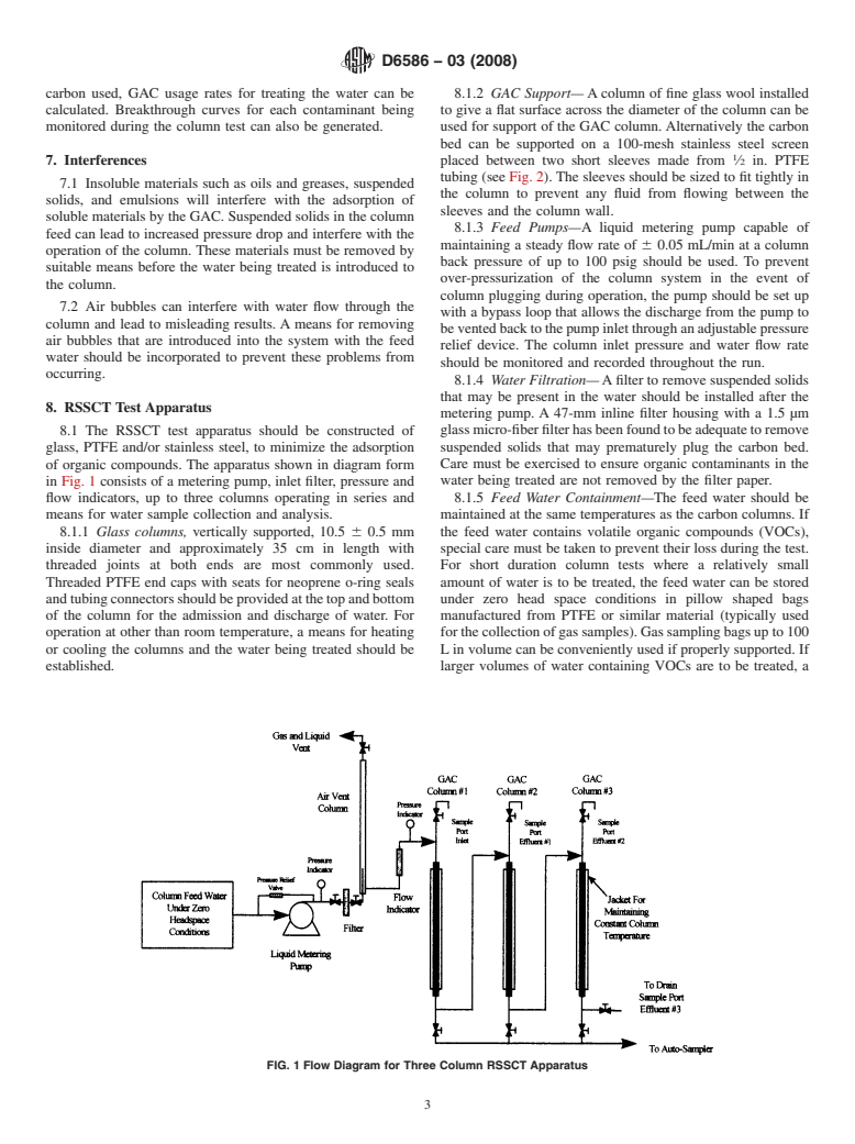 ASTM D6586-03(2008) - Standard Practice for the Prediction of Contaminant Adsorption On GAC In Aqueous Systems Using Rapid Small-Scale Column Tests