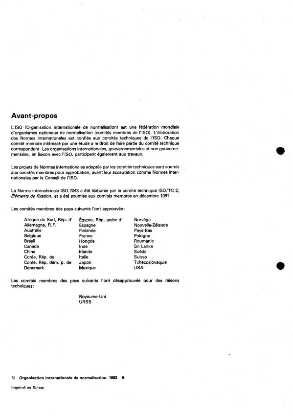 ISO 7043:1983 ISO 7043:1983 - Écrous hexagonaux a embase cylindro-tronconique, a freinage interne, a couple préalable (avec anneau non métallique) - Page 2 preview