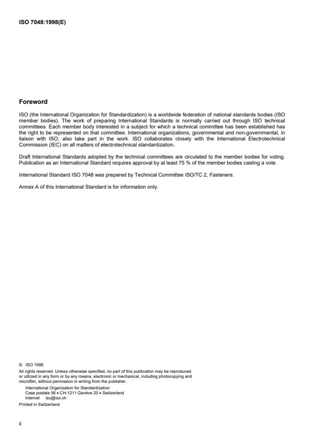 ISO 7048:1998 ISO 7048:1998 - Cross recessed cheese head screws - Page 2 preview