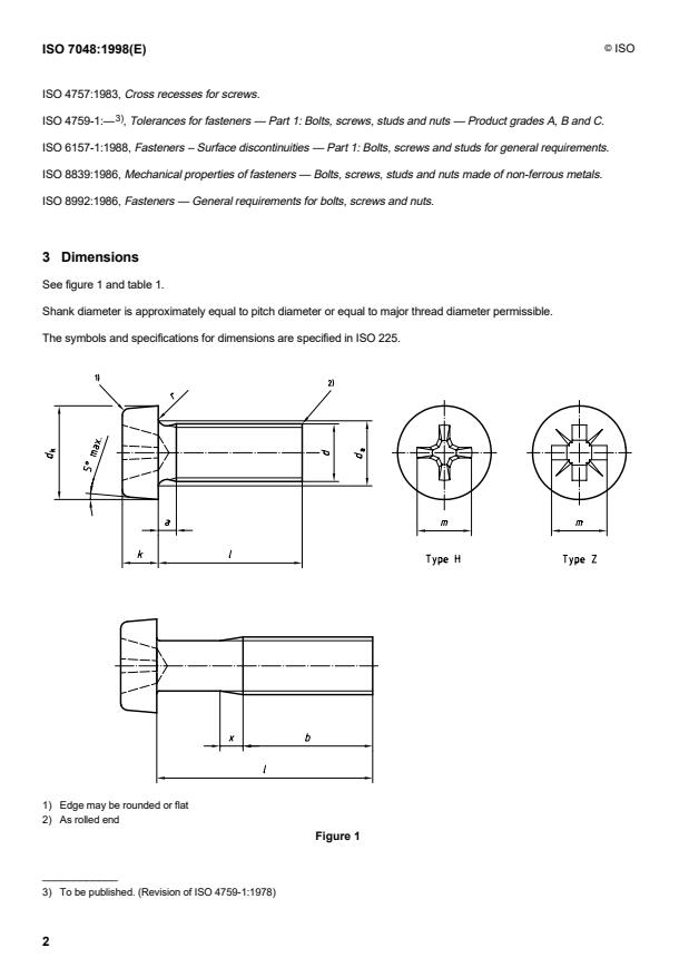 ISO 7048:1998 ISO 7048:1998 - Cross recessed cheese head screws - Page 4 preview