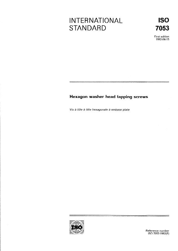ISO 7053:1992 - Hexagon washer head tapping screws