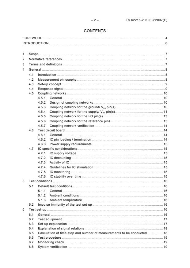 IEC TS 62215-2:2007 IEC TS 62215-2:2007 - Integrated circuits - Measurement of impulse immunity - Part 2: Synchronous transient injection method - Page 4 preview