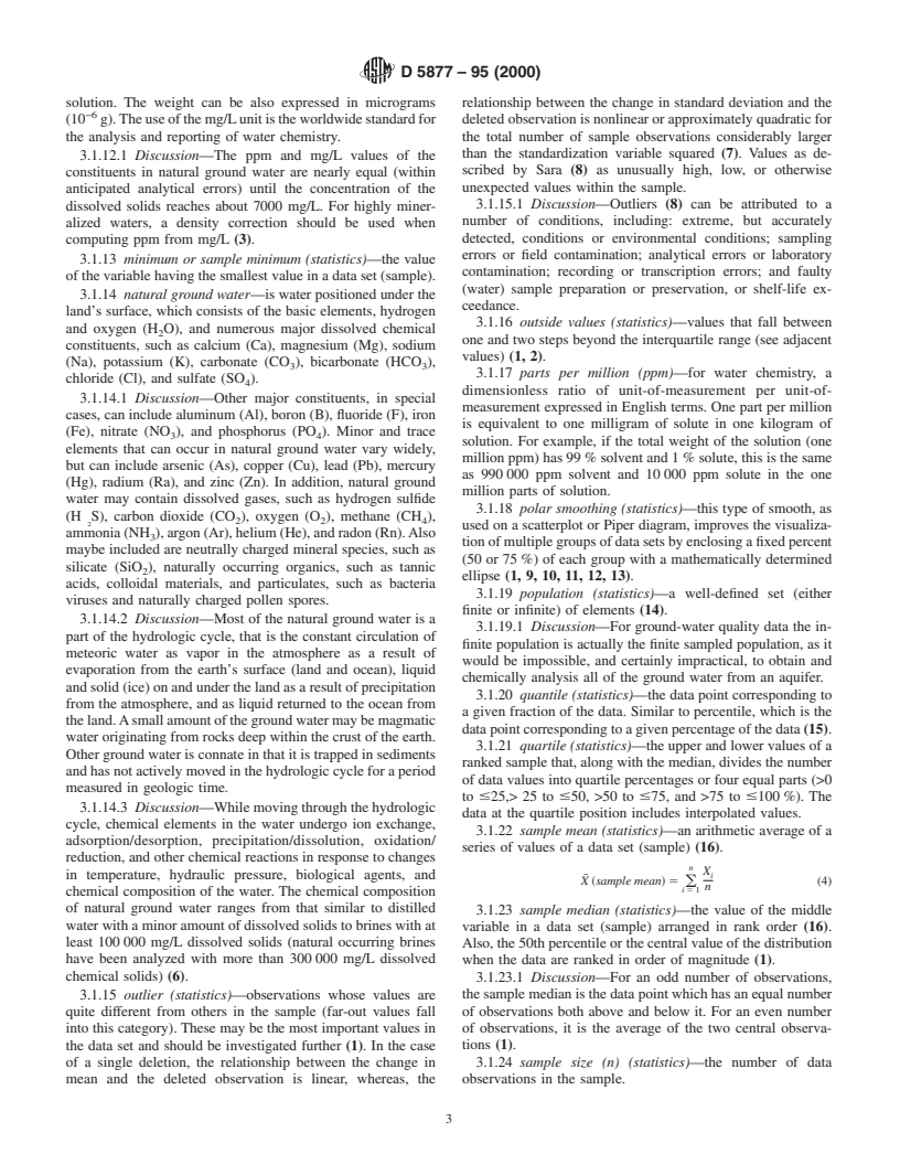 ASTM D5877-95(2000) - Standard Guide for Displaying Results of Chemical Analyses of Ground Water for Major Ions and Trace Elements-Diagrams Based on Data Analytical Calculations