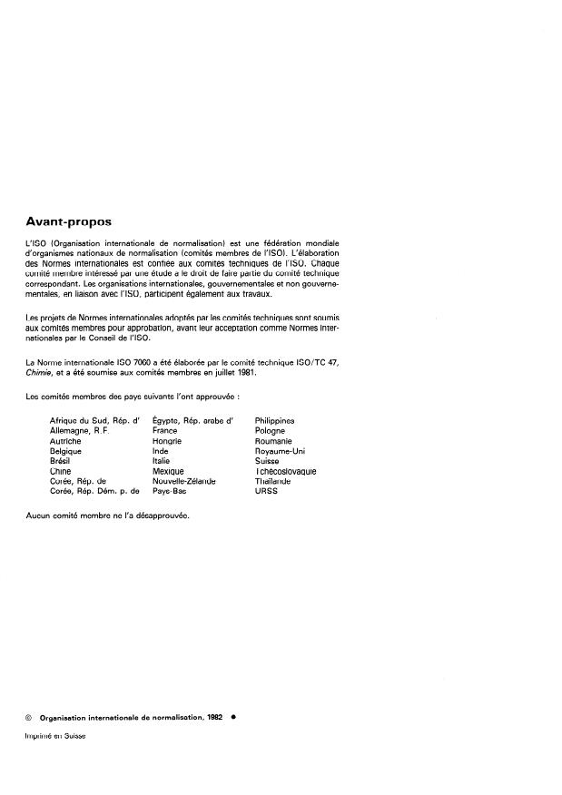 ISO 7060:1982 ISO 7060:1982 - Caprolactame a usage industriel -- Détermination du point de cristallisation - Page 2 preview
