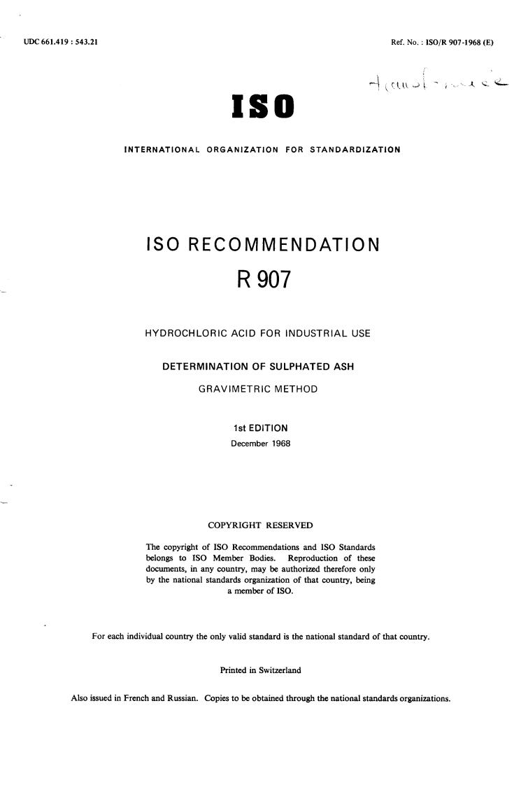 ISO/R 907:1968 - Title missing - Legacy paper document
Released:1/1/1968