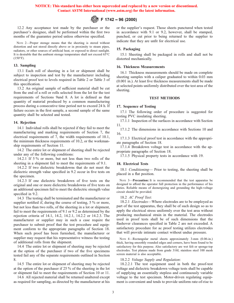 ASTM F1742-96(2000) - Standard Specification for PVC Insulating Sheeting