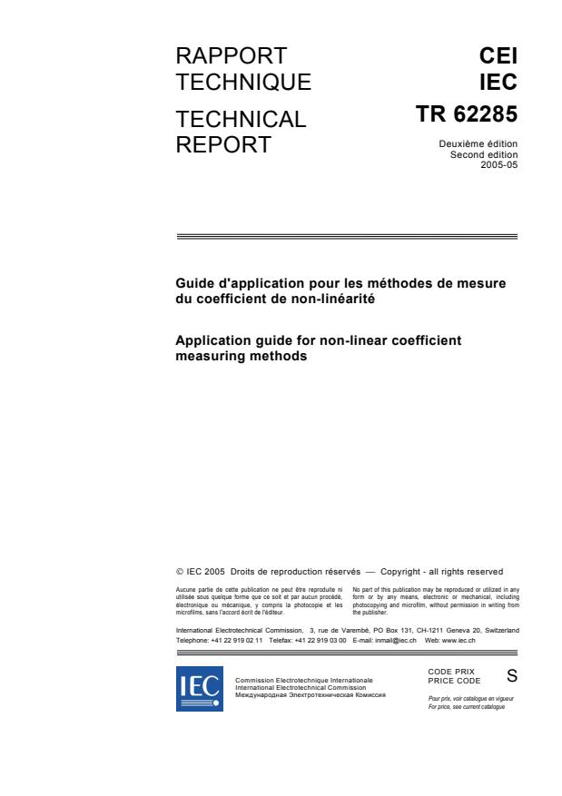 IEC TR 62285:2005 - Application guide for non-linear coefficient measuring methods