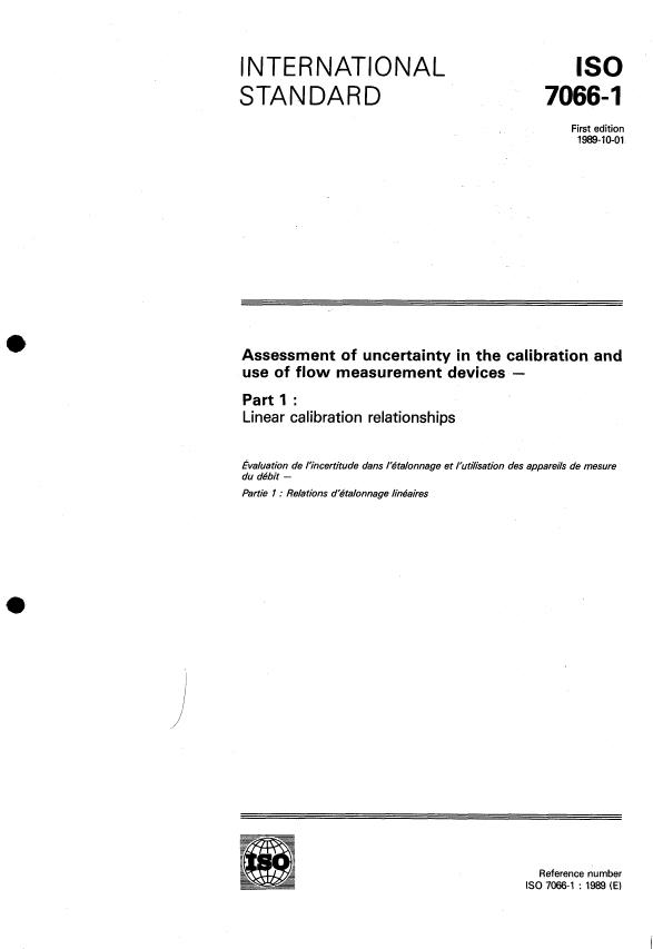 ISO 7066-1:1989 - Assessment of uncertainty in the calibration and use of flow measurement devices