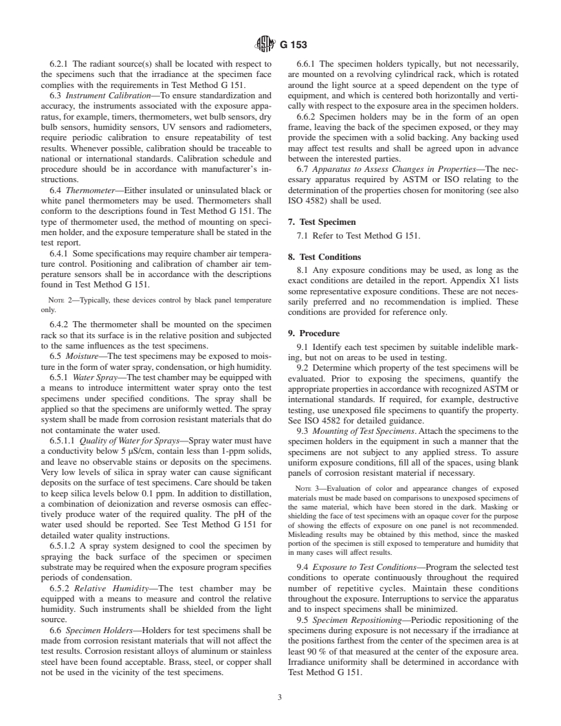 ASTM G153-00ae1 - Standard Practice for Operating Enclosed Carbon Arc Light Apparatus for Exposure of Nonmetallic Materials