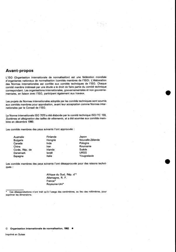 ISO 7070:1982 ISO 7070:1982 - Désignation des tailles de vetements -- Chaussants - Page 2 preview