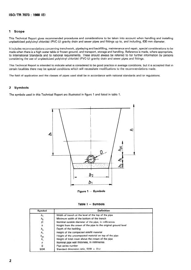 ISO/TR 7073:1988 ISO/TR 7073:1988 - Recommended techniques for the installation of unplasticized poly(vinyl chloride) (PVC-U) buried drains and sewers - Page 2 preview