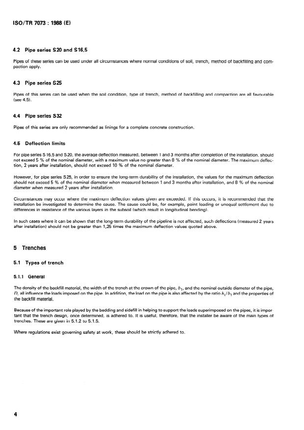 ISO/TR 7073:1988 ISO/TR 7073:1988 - Recommended techniques for the installation of unplasticized poly(vinyl chloride) (PVC-U) buried drains and sewers - Page 4 preview