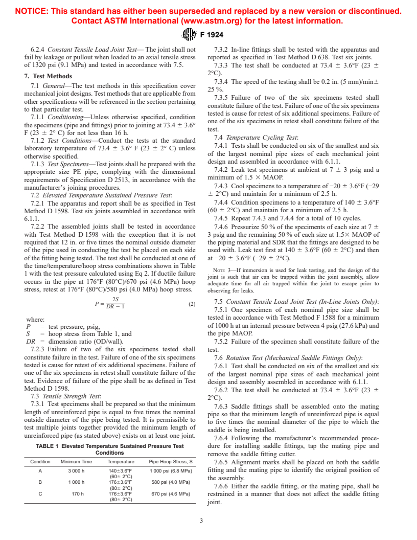 ASTM F1924-01 - Standard Specification for Plastic Mechanical Fittings for Use on Outside Diameter Controlled Polyethylene Gas Distribution Pipe and Tubing