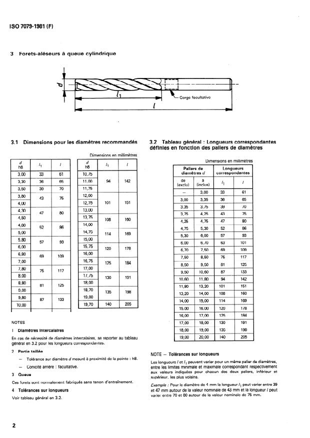 ISO 7079:1981 ISO 7079:1981 - Forets-aléseurs a queue cylindrique et a queue cône Morse - Page 4 preview
