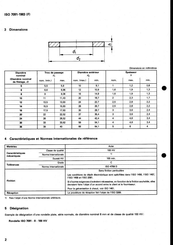 ISO 7091:1983 ISO 7091:1983 - Rondelles plates -- Série normale -- Grade C - Page 4 preview