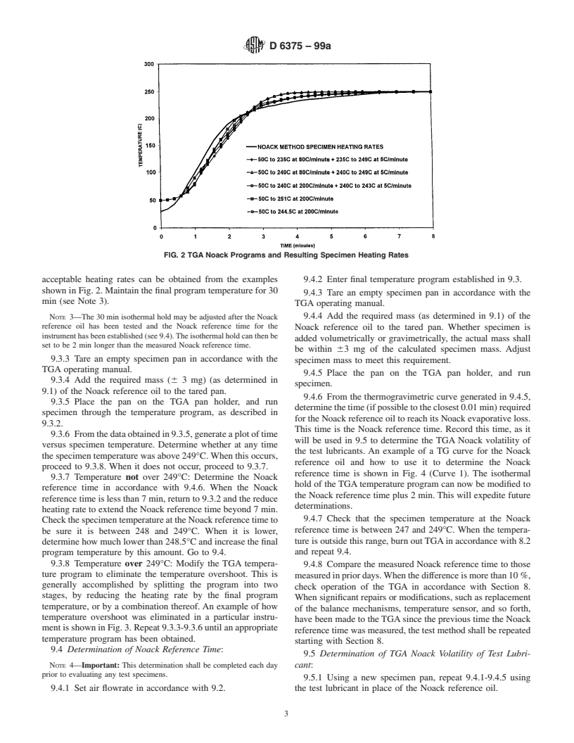 ASTM D6375-99a - Standard Test Method for Evaporation Loss of Lubricating Oils by Thermogravimetric Analyzer (TGA) Noack Method