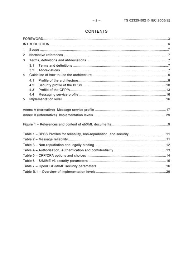 IEC TS 62325-502:2005 IEC TS 62325-502:2005 - Framework for energy market communications - Part 502: Profile of ebXML - Page 4 preview