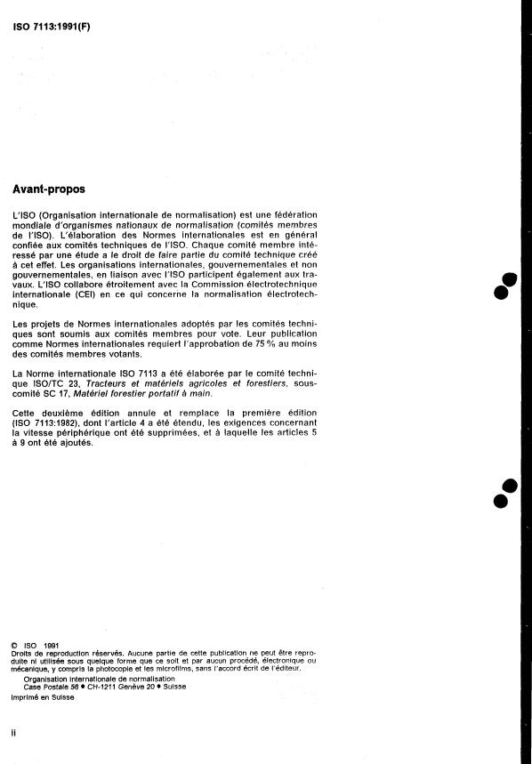 ISO 7113:1991 ISO 7113:1991 - Matériel forestier -- Débroussailleuses portatives -- Lames de scies - Page 2 preview