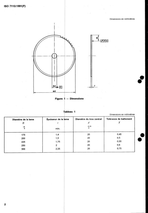 ISO 7113:1991 ISO 7113:1991 - Matériel forestier -- Débroussailleuses portatives -- Lames de scies - Page 4 preview
