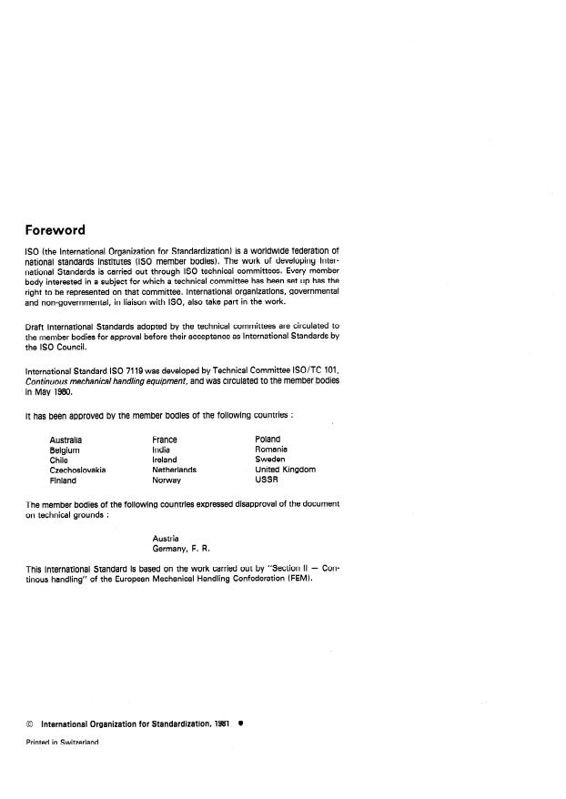 SIST ISO 7119:1997 ISO 7119:1981 - Continuous mechanical handling equipment for loose bulk materials -- Screw conveyors -- Design rules for drive power - Page 2 preview