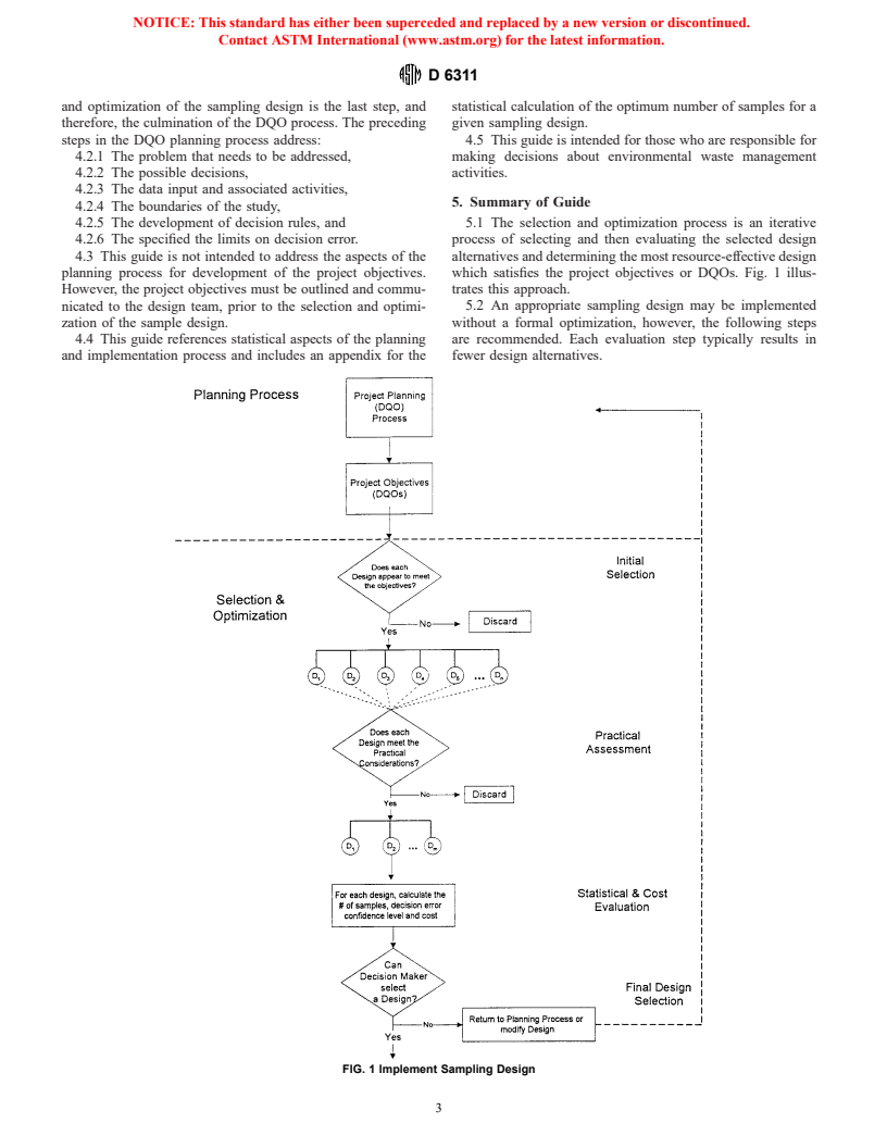 ASTM D6311-98 - Standard Guide for Generation of Environmental Data Related to Waste Management Activities: Selection and Optimization of Sampling Design