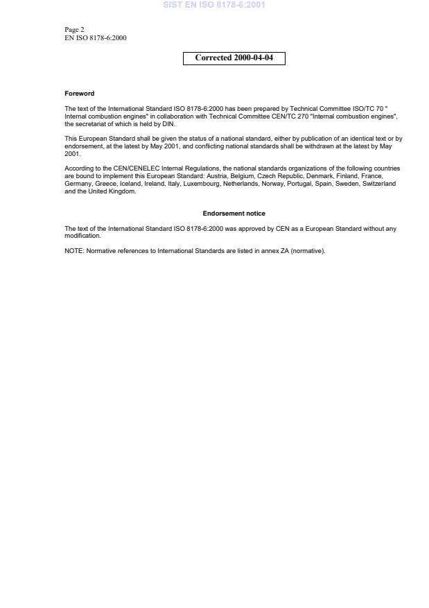 EN ISO 8178-6:2000 EN ISO 8178-6:2001 - Page 4 preview