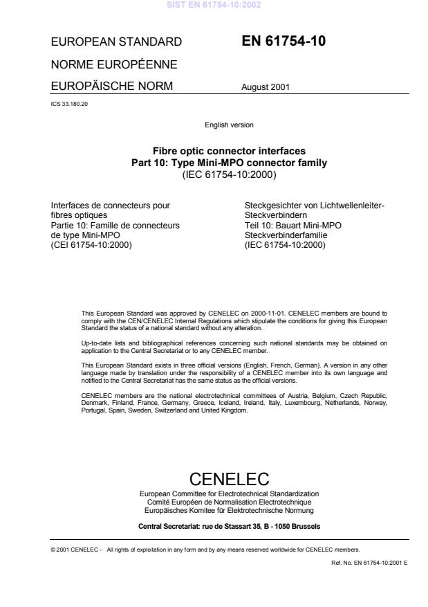 EN 61754-10:2001 EN 61754-10:2002 - Page 3 preview